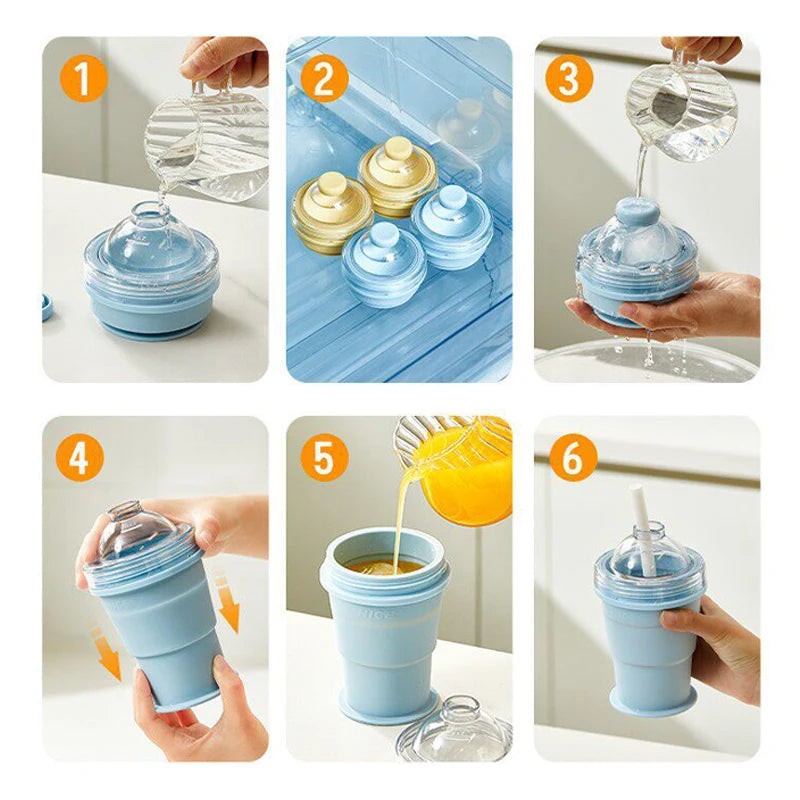 SnapSip™ 2-in-1 Collapsible Ice Cup & Portable Sphere Mold